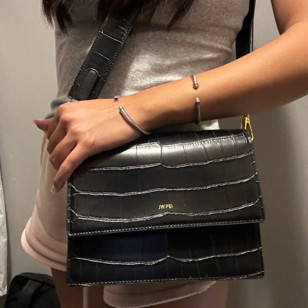 NEW JW PEI Mini Flap Crossbody - Black Croc
